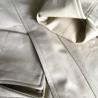 新品 レザージャケット 革ジャン ラム 本革 オフホワイト アイボリー
