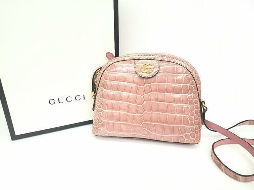 ☆美品☆ GUCCI グッチ　限定品　クロコ　ピンク　ショルダーバッグ　499621　希少 プレゼントにも