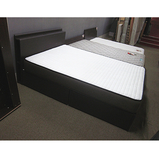 札幌【ダブルベッド 引出し×2杯＆宮付き】ダークブラウン こげ茶色系 N-Sleep ベット 本郷通店