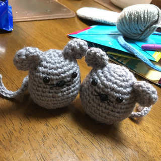 手編みの毛糸人形　干支ネズミ