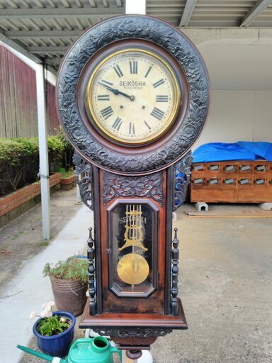 アンティーク明治後期 超希少品 ひまわり型大型柱時計 SEIKOSYA製 - 時計