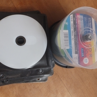 DVD-RWとCD-Rブランクメディア、付箋布ケース