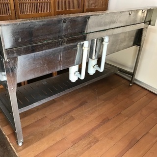 豊明市 大栄商会 業務用 ステンレス製 2槽シンク 流し台 横150cm奥行き