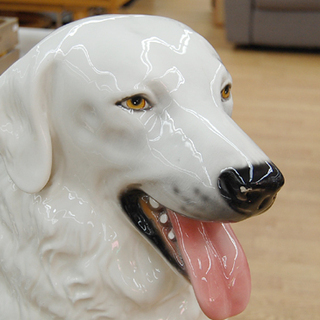 イタリア製陶器アフガンバウンド犬(美品) ヴィンテージ 》アフガンハウンド 38㎝ 陶器製 犬 置物 加藤工芸