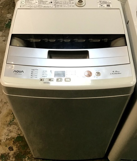 【送料無料・設置無料サービス有り】洗濯機 2017年製 AQUA AQW-S45E 中古