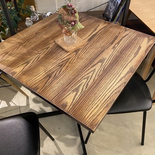 ダイニングテーブル3点セット テーブル チェア 茶×黒 インダストリアル