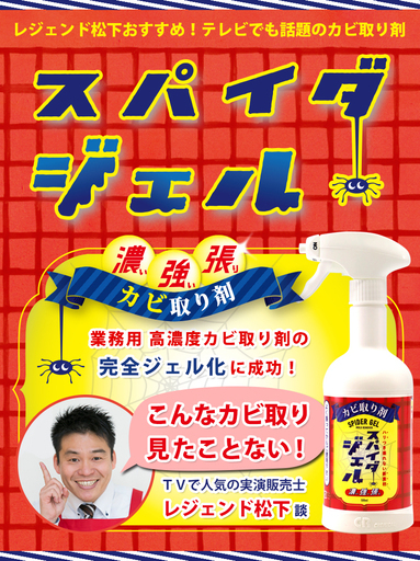 カビ取り スパイダー カビ取り剤 洗剤 スプレー ジェル カビ かび レジェンド松下 お掃除 お風呂 浴室 強力 タイル 業務用 大掃除 TVで紹介　液だれしない浴槽のタイルネジカビ取り