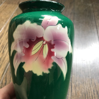 黒翠七宝焼　カトレア　花瓶