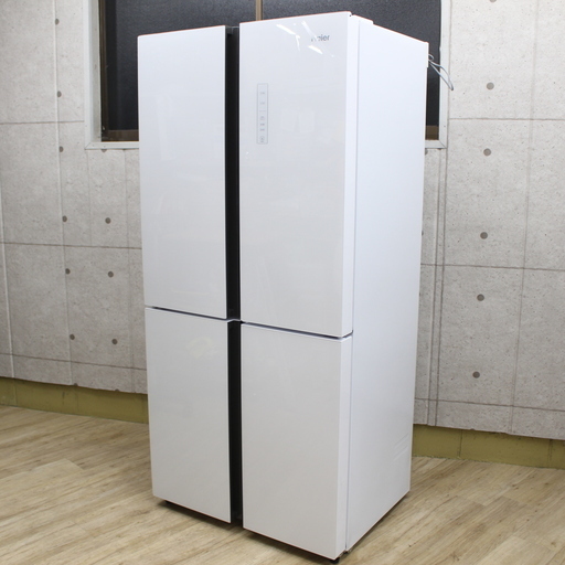 R494)【美品・高年式！】ハイアール Haier 4ドア冷凍冷蔵庫 JR-NF468A 468L 2019年製 フレンチドア 観音開き ホワイト ガラストップドア