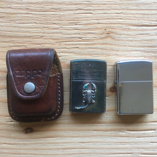 ★★ZIPPO2点(シルバープレートあり)・レザーケース付き★★