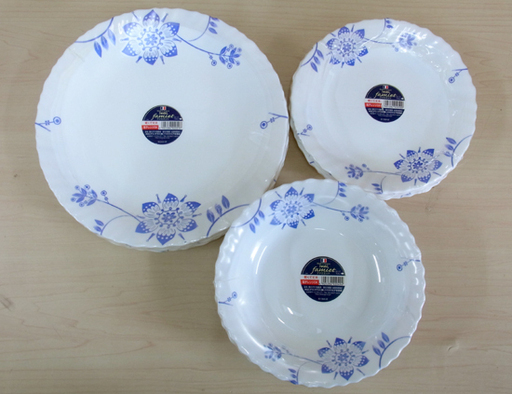新品 iwaki フランス製 強化ガラス食器 ファミエット グランドフルール柄 大・中・深 合計15枚セット