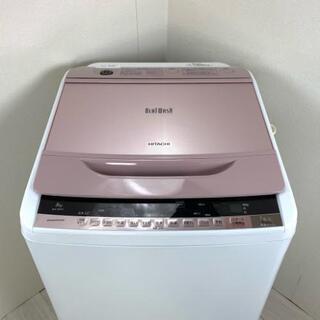 中古 8.0kg 全自動洗濯機 ビートウォッシュ ナイアガラシャワー 日立 2015年製造 ピンク 二人暮らし まとめ洗い 世帯向け かわいい 6ヶ月保証付き【型番掲載商品】