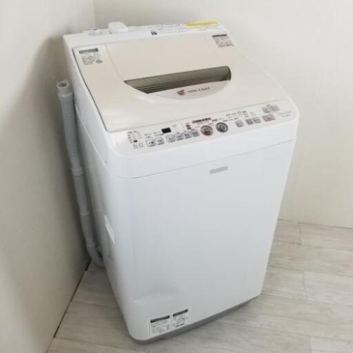 中古 人気 縦型洗濯乾燥機 シャープ ES-TG6NC-C 洗濯6.0kg 乾燥3.0kg 全自動洗濯機 乾燥機能付き 2015年製 ベージュ 6ヶ月保証付き