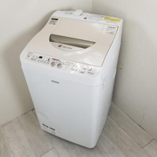 中古 人気 縦型洗濯乾燥機 シャープ ES-TG6NC-C 洗濯6.0kg 乾燥3.0kg 全自動洗濯機 乾燥機能付き 2015年製 ベージュ 6ヶ月保証付き
