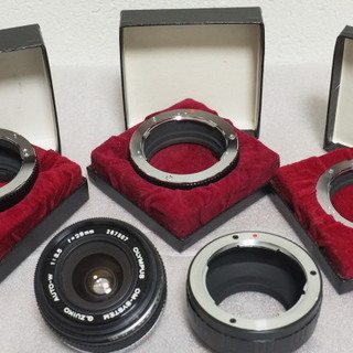 売約済【クラシックレンズ+マクロ撮影スターターキット】オリンパス G.ZUIKO 28mm F3.5+接写リング(7、14、25mm)+OM-マイクロフォーサーズ マウント変換アダプタ - 鳴門市