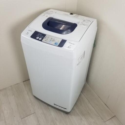 中古 全自動洗濯機 スリム 日立 送風乾燥 5.0kg NW-H52 2015年製 ステンレス槽 槽洗浄機能 単身用 一人暮らし用 スリム 小さい 学生 6ヶ月保証付き