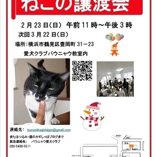 横浜　つるみ・猫のカギしっぽ譲渡会第67回　JR鶴見駅東口歩5分...
