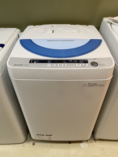 洗濯機 シャープ SHARP ES-GE55P 2015年製 5.5kg 中古品①