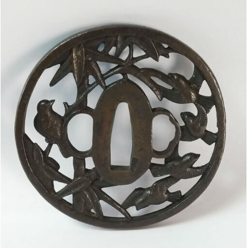 c629 刀の鍔 銅製 銅鍔 透かし 透鍔 透鐔 日本刀の鍔