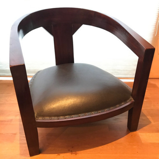 アメリカビンテージ革張り木製椅子ビンテージ家具1人がけソファー椅子