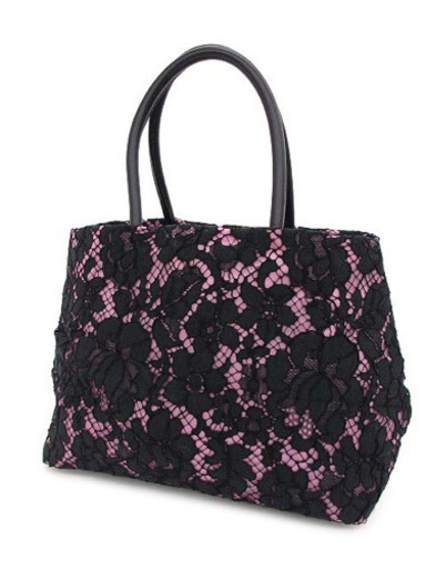 美品 PRADA プラダ BN1733 ナイロン×レース リボン トートバッグ