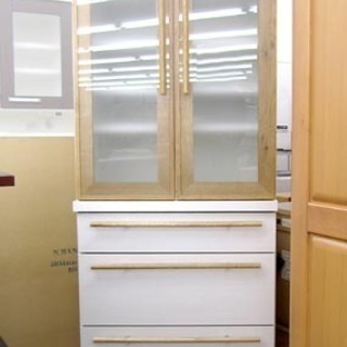 河口家具製作所 食器棚 幅60.5 キッチン収納 キッチンボード 硝子と 