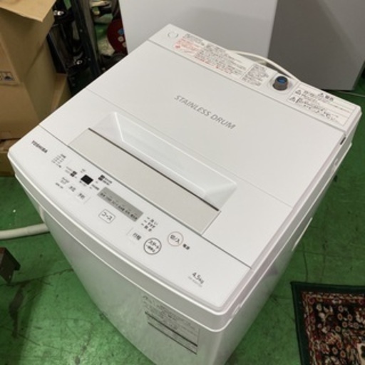 2/21 終 ☆良品・高年式☆ 2019年製 TOSHIBA 全自動 電気 洗濯機 AW-45M7 4.5kg 説明書付き ホワイト 東芝 東KK 2-16