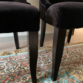 ベルベット 黒 チェアー 2脚セット
