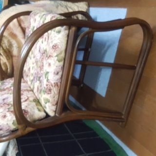 籐製　座椅子　布張り　一人用椅子