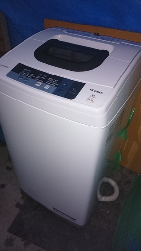 日立（HITACHI) ステンレス槽洗濯機◆5.0kg◆NW-5WR◆2016年製　 「2ステップウォッシュ」便利な「洗⇒風脱コース」全自動洗濯機