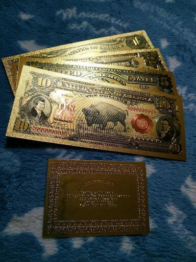 1899年のドル札 4枚！USA Dollar Bill 99.9 Gold