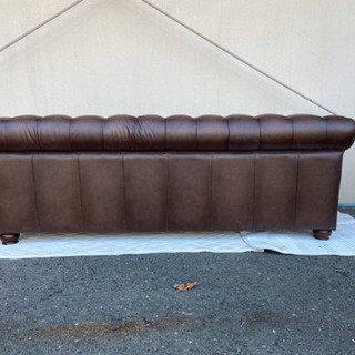 展示品 ☆ Allington 本革 3人掛け ソファ ブラウン 大型 ボタンタフ 