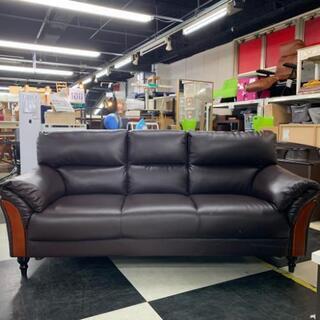 中古 店舗近郊送料格安 三人掛けソファー ブラウン BR 幅190cm×奥84cm