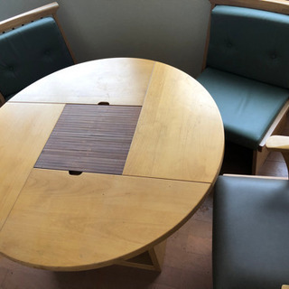 円方 ダイニング テーブル 3個椅子付き カリモク