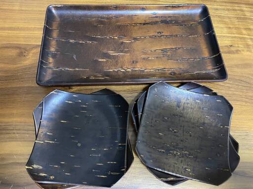 ★再々値下げ★秋田★工芸品★桜皮細工★茶托5枚★お盆トレー★USED品★