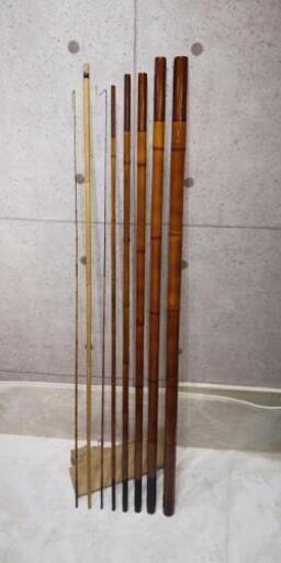 希少 天田作 和竿 竹竿 タナゴ竿 6本継 替え穂付き 全長約829cm 釣り