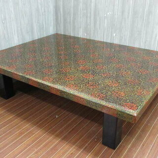 ss0830 津軽塗 座卓 天然木 唐塗 漆塗 和家具 呂色仕上げ