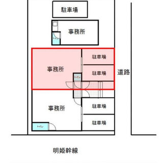 明姫幹線沿い♫交通便利で駐車場2台付き♫各種事務所に最適♫早い者...