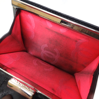 本物 シャネル カンボンライン 二つ折り財布 ココマーク 黒×黒 CHANEL