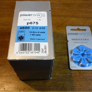 未開封新品補聴器用空気電池PR44(675)10枚(60個)