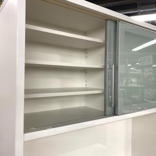 中古 店舗近郊送料格安 松田家具 2枚扉ワイドキッチンボード レンジボード ホワイト WH モイス加工 ソフトクローズ 幅120cm×奥51cm×高205cm 中古 店舗近郊送料格安 松田家具 2枚扉ワイドキッチンボード