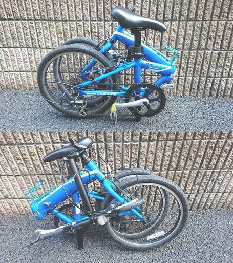 乗れますがジャンク扱い 20インチ 折りたたみ自転車 外装8段変速  あさひ アルブレイズ 青