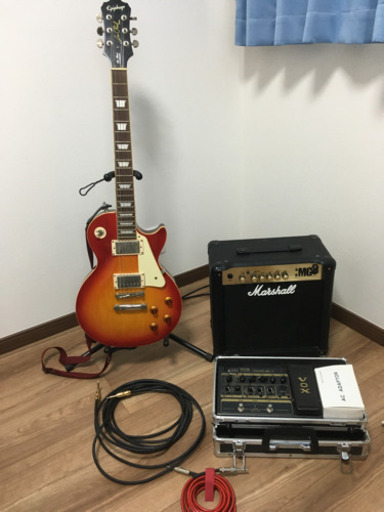 【値下げ】Epiphone Les Paul Standard -Cherry Sunburst- チェリーサンバースト　マーシャルアンプ、VOX マルチエフェクター付き