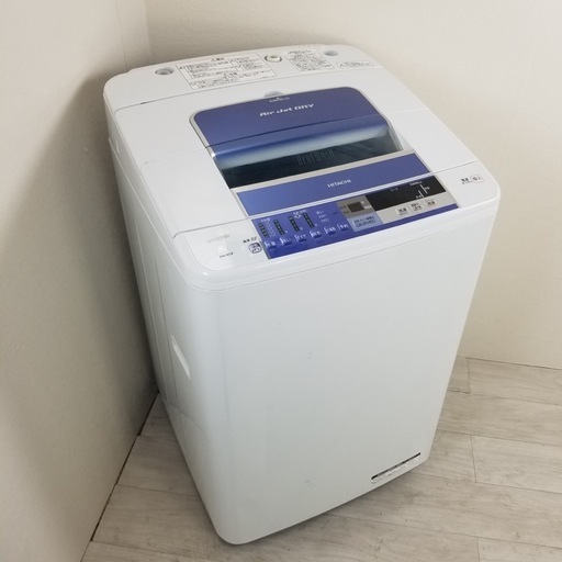 中古 送風乾燥 洗濯機 ビートウォッシュ 8.0kg 自動おそうじ機能 日立 BW-8SV 2014年製 ブルー 自動お掃除 6ヶ月保証付き