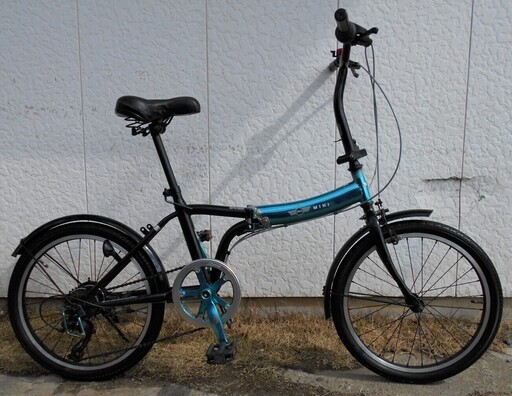 売り切れMINI 20インチ折り畳み自転車6段変速ブルーメタリック＆ブラック