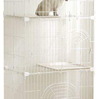 アイリスオーヤマ ペットケージ 3段 ホワイト 幅93×高178cm