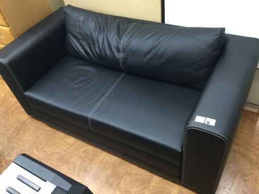 二人掛けソファー　IKEA（イケア）　ブラック　合皮