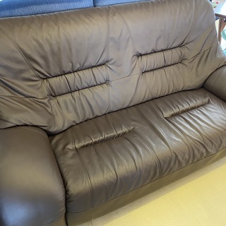 ソファ ハイバックソファ 2P 2.5P 茶 中古品