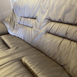 ソファ ハイバックソファ 2P 2.5P 茶 中古品