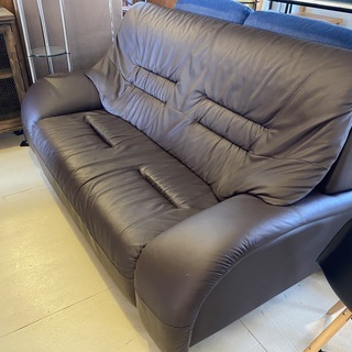 ソファ ハイバックソファ 2P 2.5P 茶 中古品